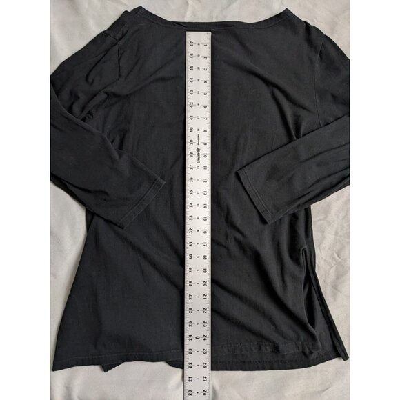 Vintage Michael Simon top Black Boat Neck Three Cats Ruffle Shirt Womens Size L - Picture 7 of 9